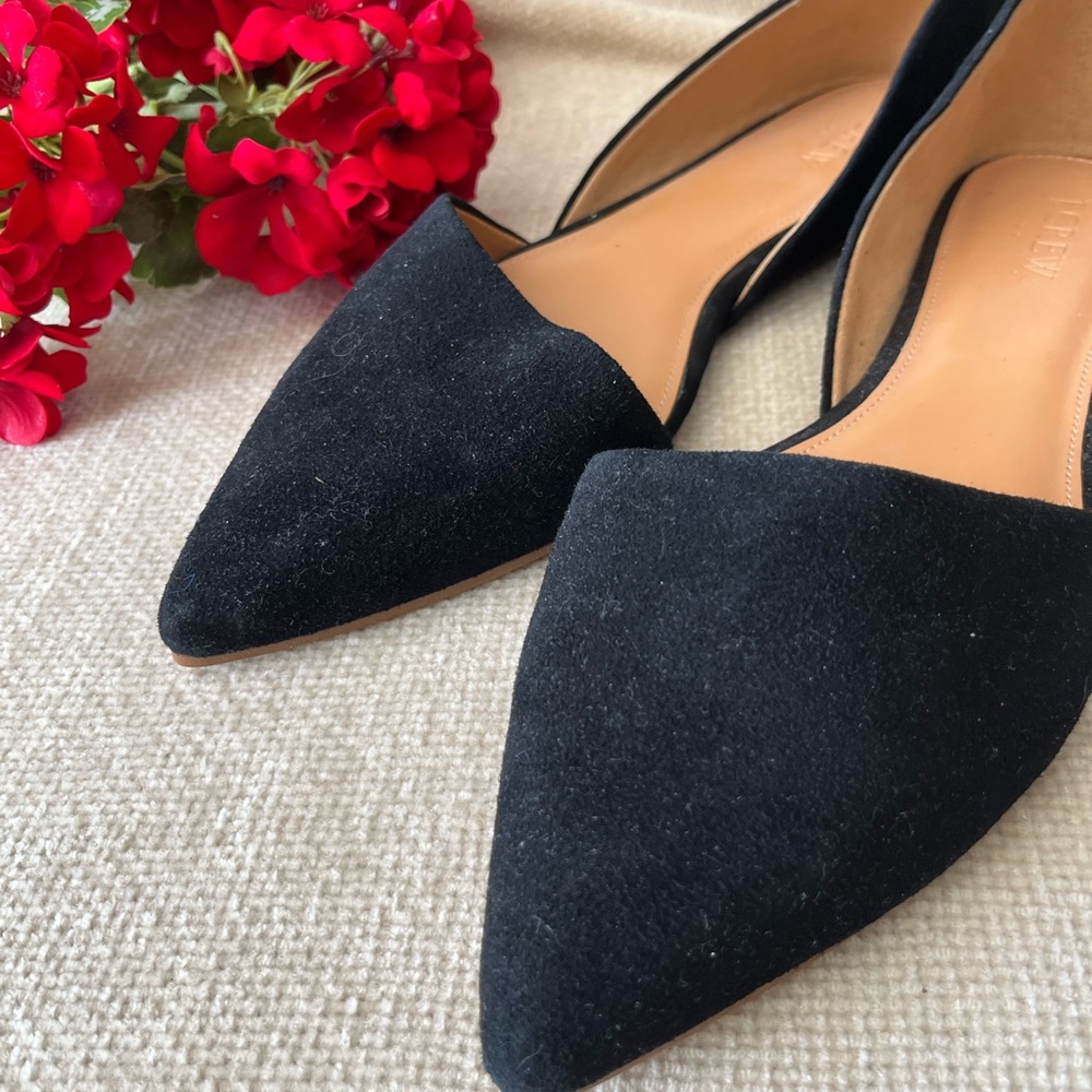 J. Crew Factory Black Suede Flats Size 10 - Picture 2 of 9